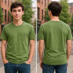 Vineyard Vines Large Lightweight Cotton Crewneck Tee Olive Green